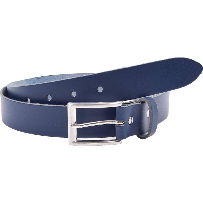 Foto van Riem - riemen - navy blue - 3 cm - unisex - 100% leren - leder - riem maat 105