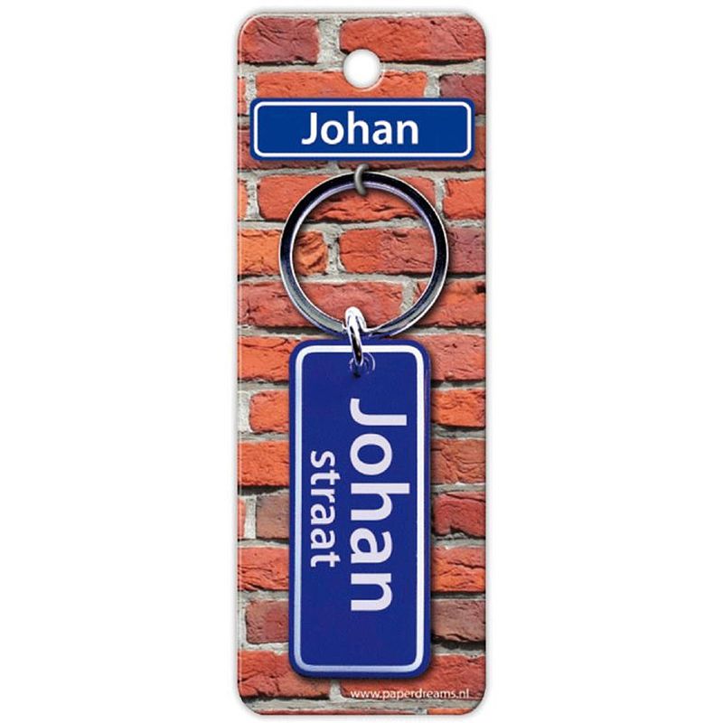 Foto van Paper dreams sleutelhanger straatnaam johan 9 cm staal blauw