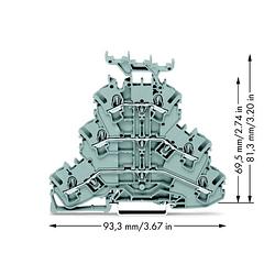 Foto van Wago 2002-3231 doorgangsklem 3-etages 5.20 mm spanveer toewijzing: l, l, l grijs 50 stuk(s)