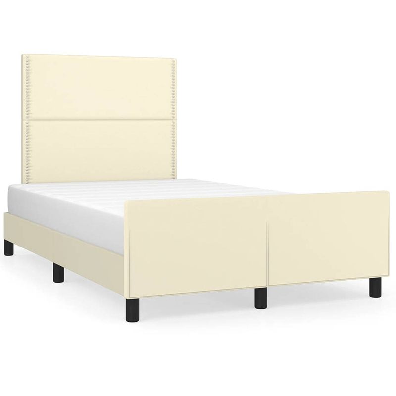 Foto van The living store bedframe - crème - 203 x 126 x 118/128 cm - kunstleer - verstelbaar hoofdeinde - stabiele poten -