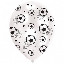 Foto van Amscan ballonnen voetbal 27,5 cm wit/zwart 6 stuks