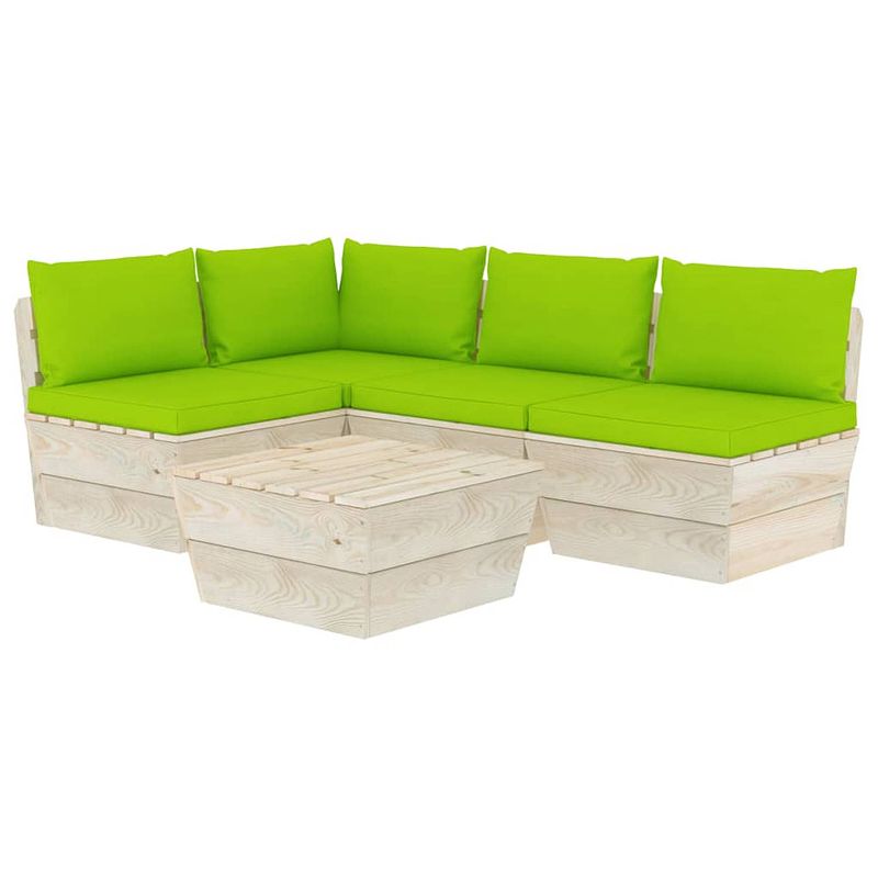 Foto van Vidaxl 5-delige loungeset met kussens pallet vurenhout