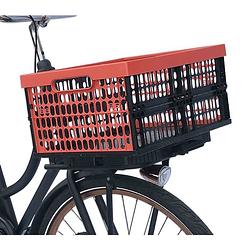 Foto van Plates 4 bikes fietskrat vouwbaar 32 liter rood/zwart 2-delig
