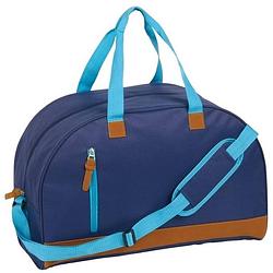 Foto van Sporttas/reistas donkerblauw met kunstleer 50 cm - weekendtassen - voetbaltassen 40 liter