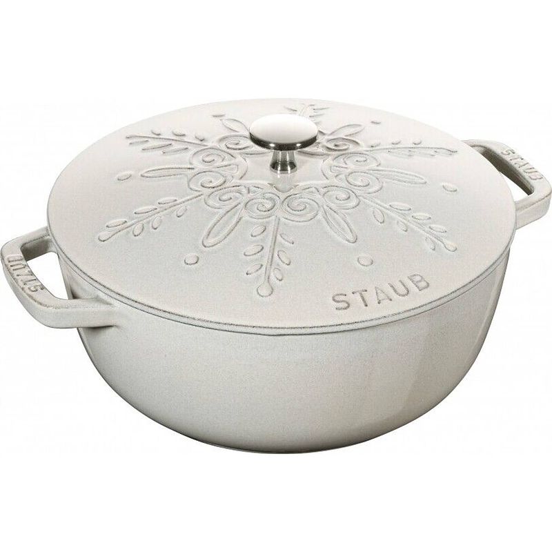 Foto van Staub snowflake 40506-548-0 braadpan - 3.6 l - gietijzer - wit