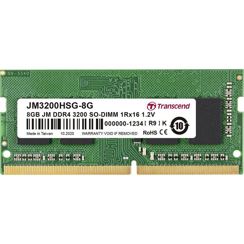 Foto van Transcend jetram werkgeheugenmodule voor laptop ddr4 8 gb 1 x 8 gb 3200 mhz 260-pins so-dimm jm3200hsg-8g