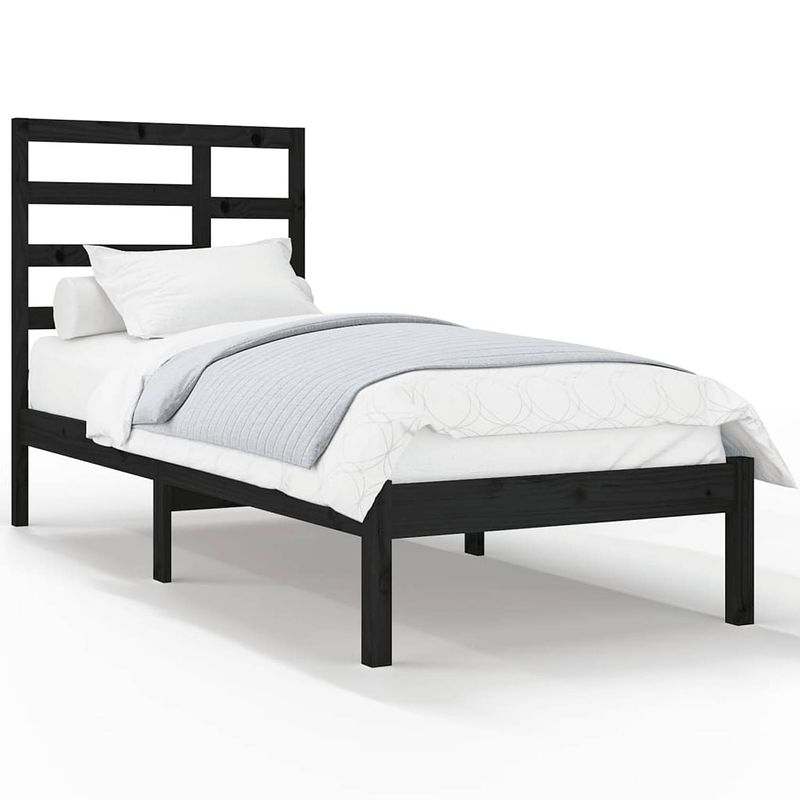 Foto van The living store bedframe - massief grenenhout - eenpersoons - 90 x 200 cm - zwart