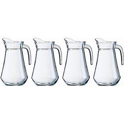 Foto van 4x schenkkan van glas 1 liter van 20 cm - schenkkannen