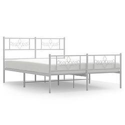 Foto van Vidaxl bedframe met hoofd- en voeteneinde metaal wit 120 x 190 cm