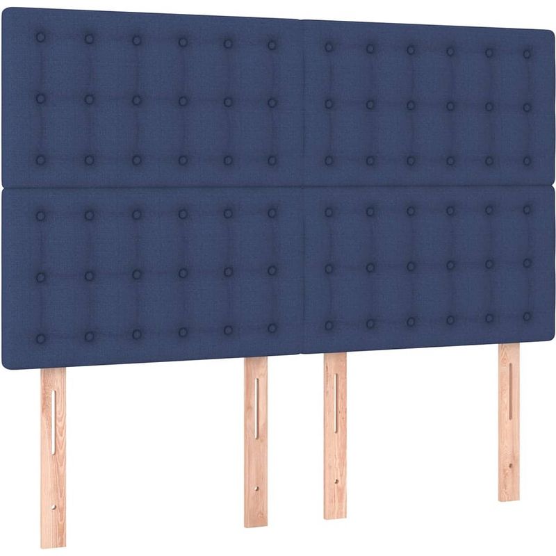 Foto van The living store boxspringbed - comfort - bed - 203 x 147 x 118/128 cm - blauw