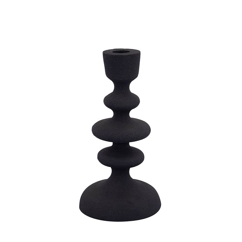 Foto van Ptmd lisanne black casted alu candleholder circles s