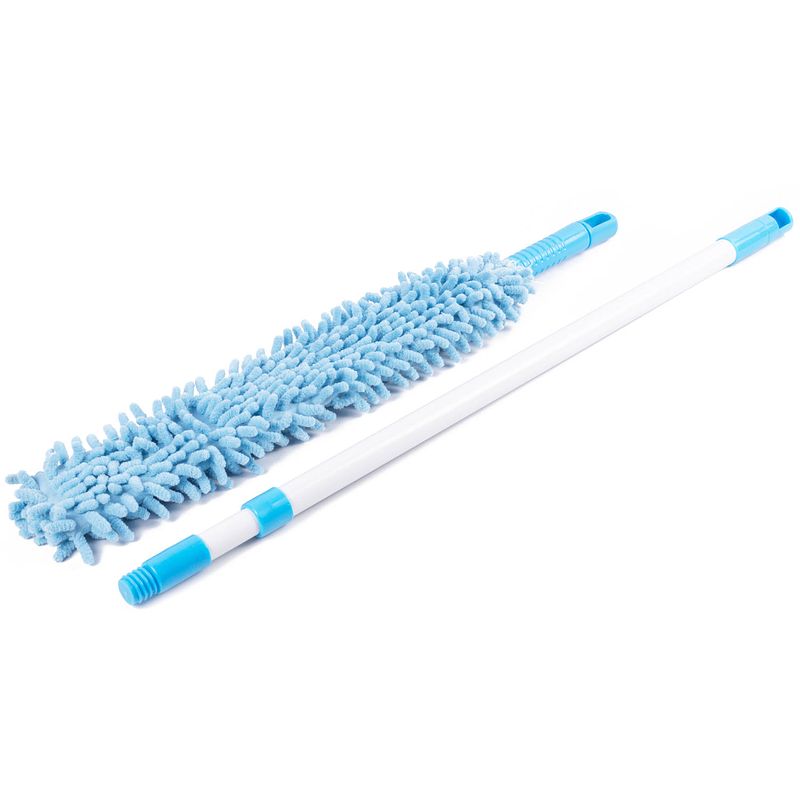 Foto van Plumeau/duster microvezel - uitschuifbaar - flexibel - blauw - 54-160 cm - plumeaus