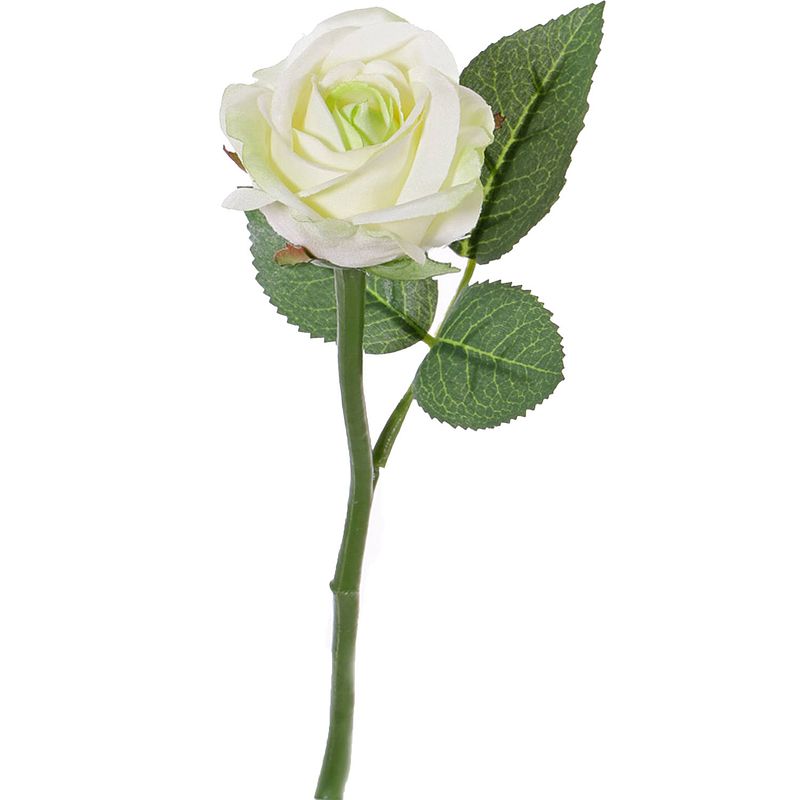 Foto van Top art kunstbloem roos nina - wit - 27 cm - kunststof steel - decoratie bloemen - kunstbloemen