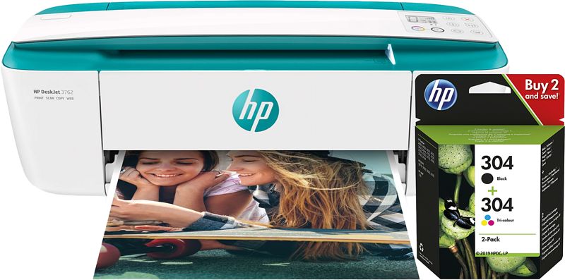 Foto van Hp deskjet 3762 + 1 set extra inkt