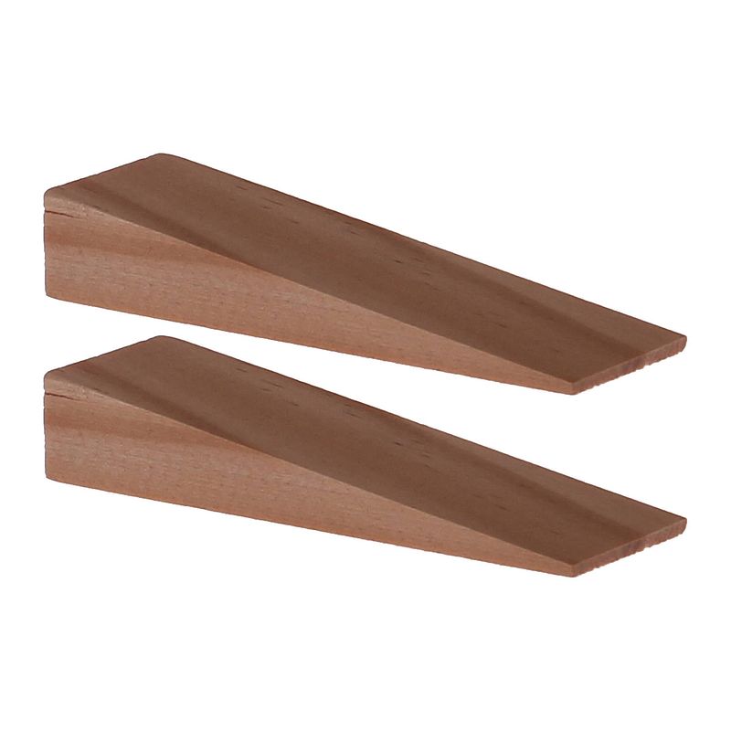 Foto van Deltafix deurwig - 2x - hout - 7 x 1,2 cm - deurstopper - deurstoppers