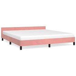 Foto van Vidaxl bedframe met hoofdeinde fluweel roze 160x200 cm