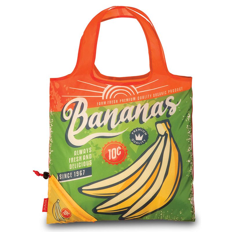 Foto van Punta shopper bananas dames 12 liter polyester geel, groen