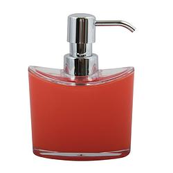 Foto van Msv zeeppompje/dispenser aveiro - ps kunststof - rood/zilver - 11 x 14 cm - 260 ml - zeeppompjes