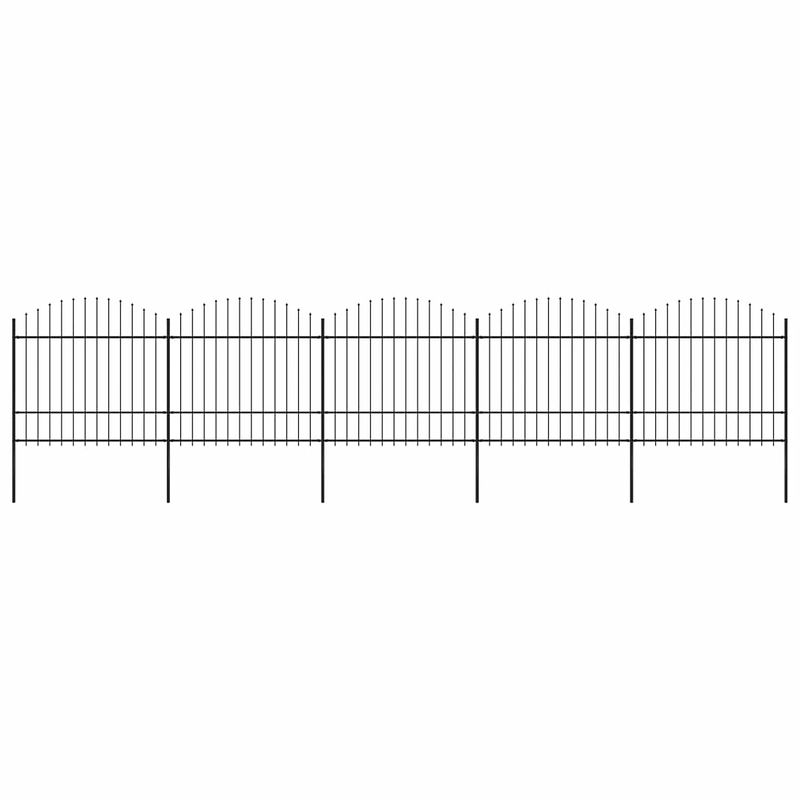 Foto van Vidaxl tuinhek met speren bovenkant (1,5-1,75)x8,5 m staal zwart