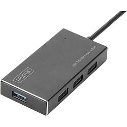 Foto van Digitus da-70240-1 4 poorten usb 3.2 gen 1-hub met metalen behuizing zwart