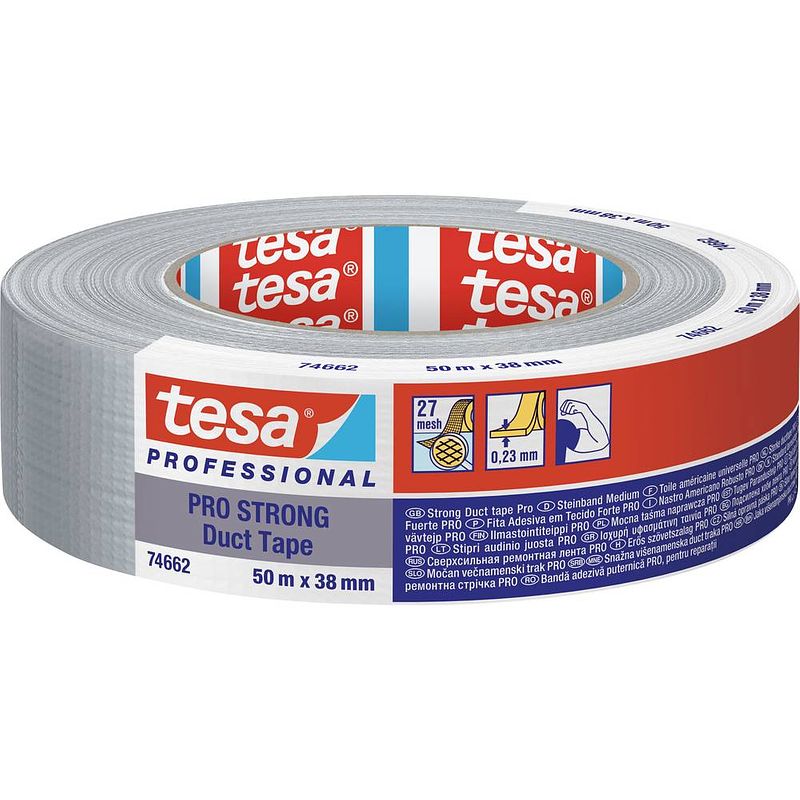 Foto van Tesa duct tape pro-strong 74662-00004-00 reparatietape grijs (l x b) 50 m x 38 mm 1 stuk(s)