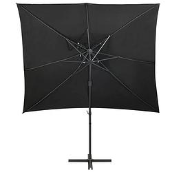 Foto van The living store tuinparasol - zwart - 250x250x253 cm - uv-beschermend polyester - stevige kruisvoet - 360 graden