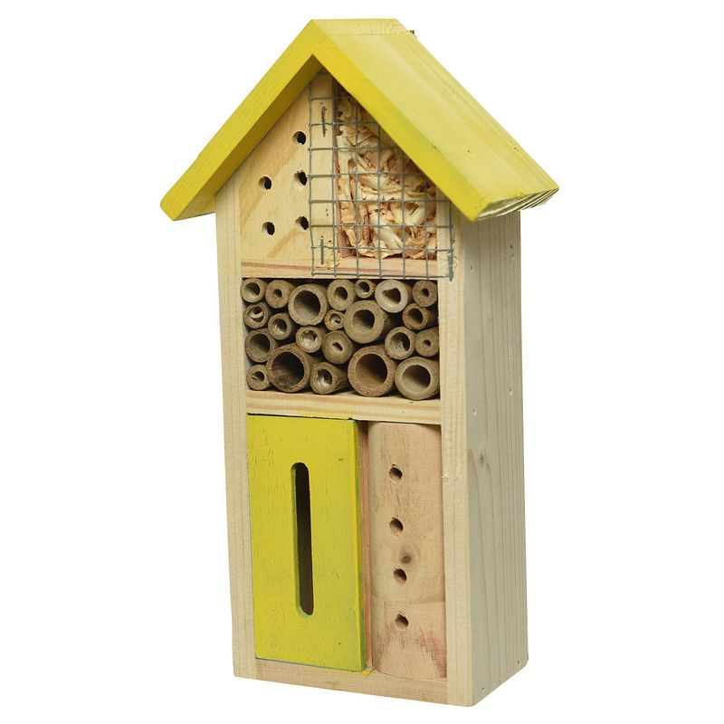 Foto van Geel insectenhotel huisje 26 cm - insectenhotel