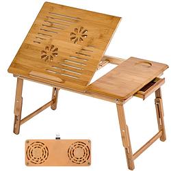 Foto van Laptoptafel hout - usb ventilator - 2.5 kg - notebookstandaard