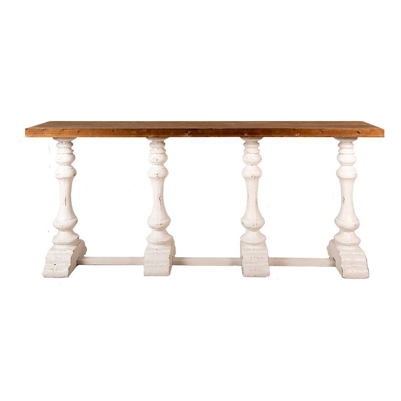 Foto van Clayre & eef sidetable 194*35*81 cm bruin hout rechthoek wandtafel haltafel console tafel bruin wandtafel haltafel