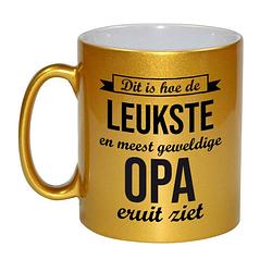 Foto van Gouden leukste en meest geweldige opa cadeau koffiemok / theebeker 330 ml - feest mokken