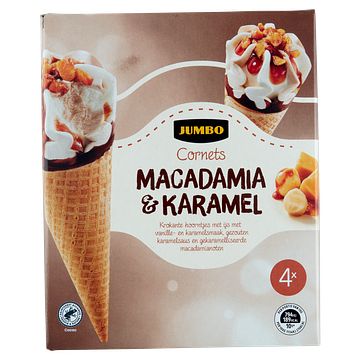 Foto van Jumbo cornets macadamia & karamel 4 stuks