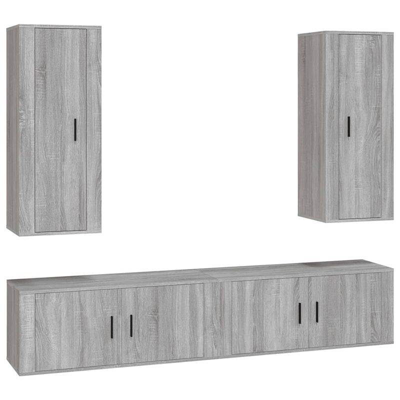 Foto van The living store televisiekastenset - grijs sonoma eiken - 2x 40x34.5x100cm - 2x 100x34.5x40cm