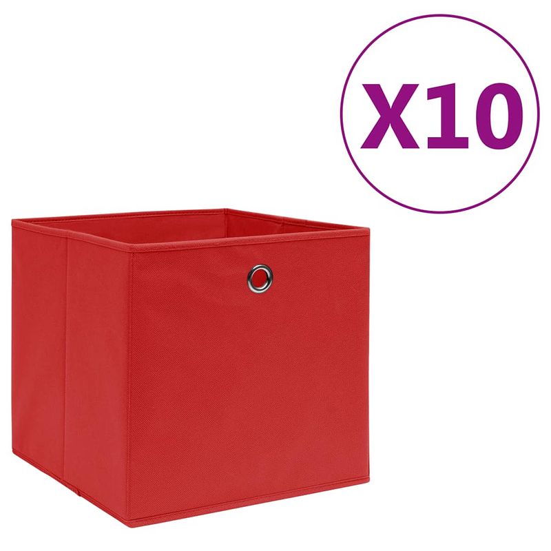 Foto van Vidaxl opbergboxen 10 st 28x28x28 cm nonwoven stof rood