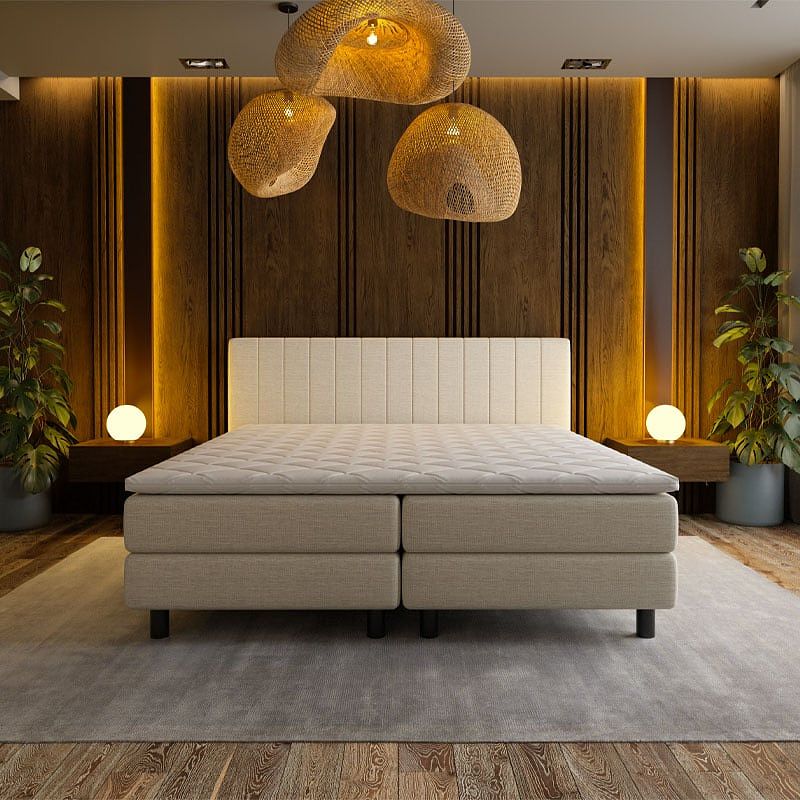 Foto van 2-persoons boxspring hotel - beam - beige 180x210 cm - pocketvering - inclusief topper - dekbed-discounter.nl