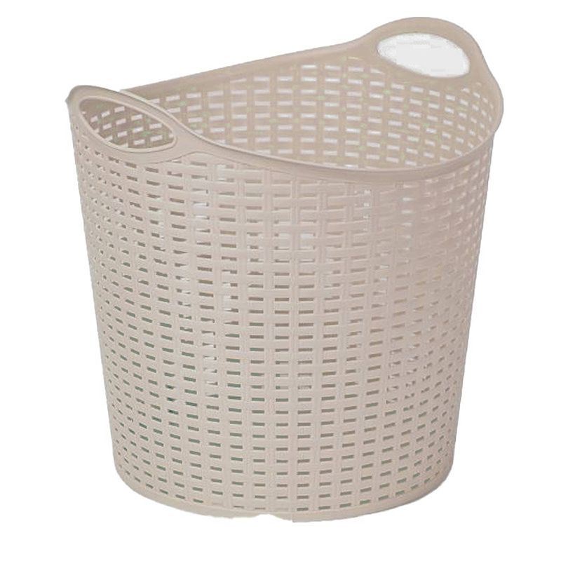 Foto van Plasticforte gevlochten wasmand/opbergmand - flexibel - beige - 27 liter - rond - kunststof - wasmanden