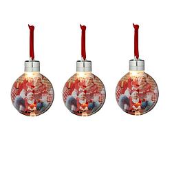 Foto van 3x stuks diy foto/fotolijst kunststof kerstballen transparant 8 cm met verlichting - kerstbal