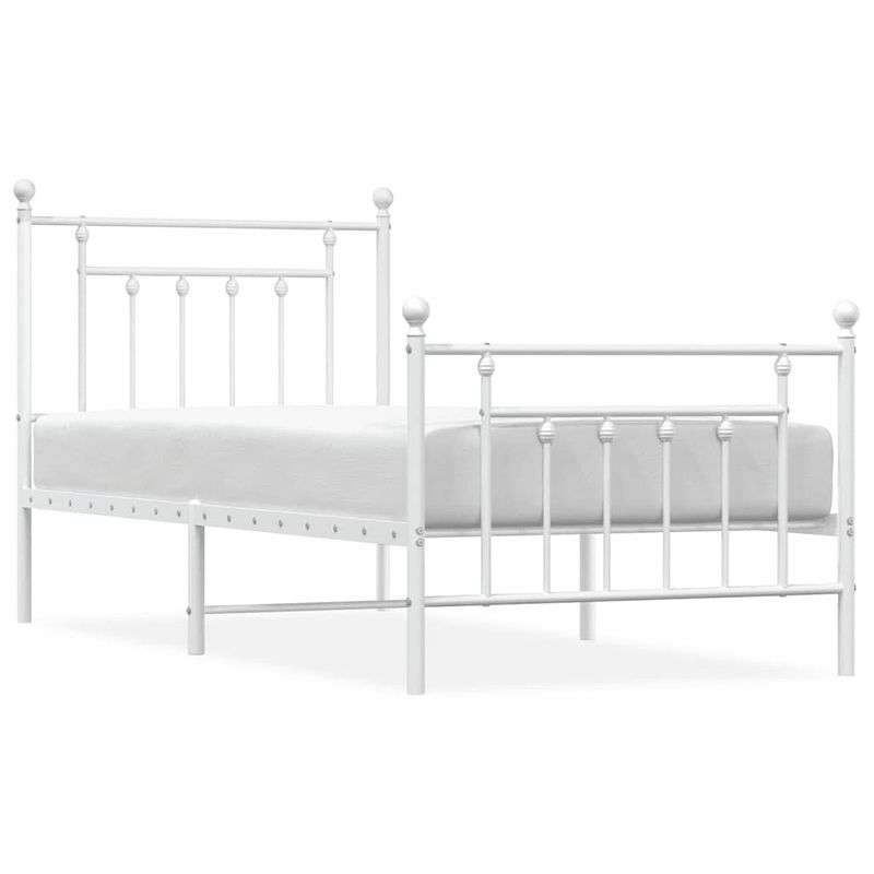 Foto van Vidaxl bedframe met hoofd- en voeteneinde metaal wit 90x200 cm