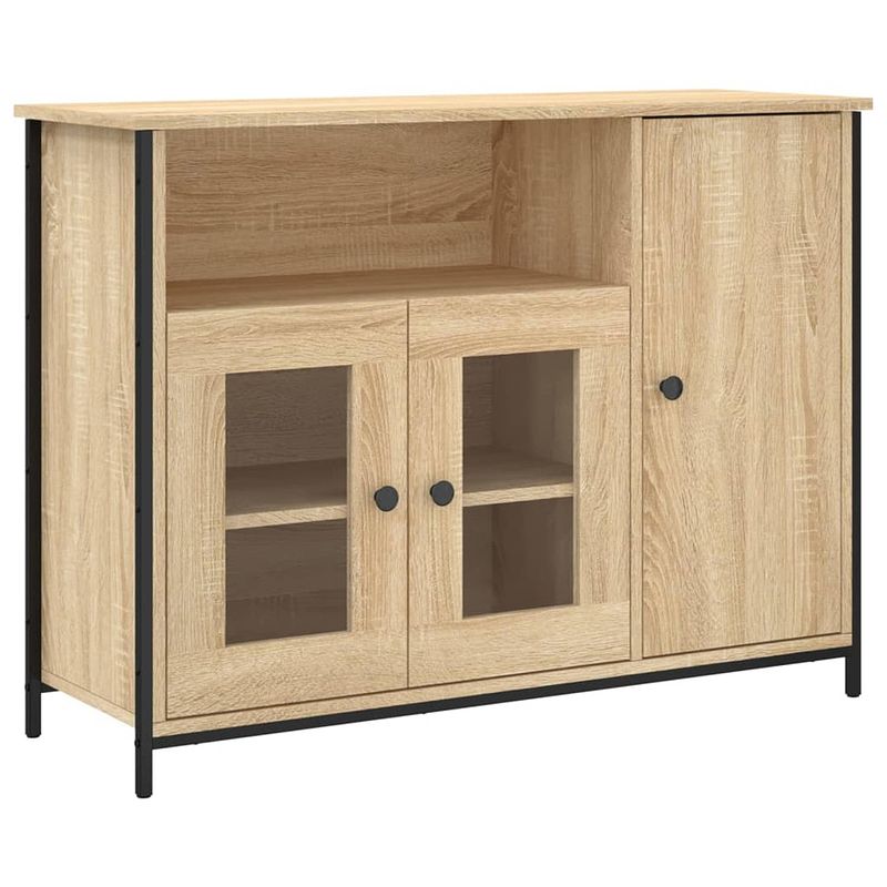 Foto van Vidaxl dressoir 100x35x75 cm bewerkt hout sonoma eikenkleurig