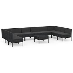 Foto van Vidaxl 11-delige loungeset met kussens poly rattan zwart