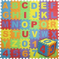 Foto van Gofun speelmat xl - foam - opvouwbaar - baby - tegels - multicolor - puzzel 86-delig - 180x180cm