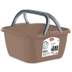 Foto van Stefanplast wasmand/draagmand/teil met hengsel - kunststof - 13 liter - cappuccino - 35 x 35 x 18 cm - emmers