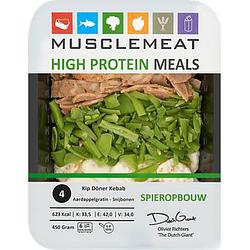 Foto van Muscle meat high protein meals kip doner kebab aardappelgratin snijbonen spieropbouw 450g bij jumbo