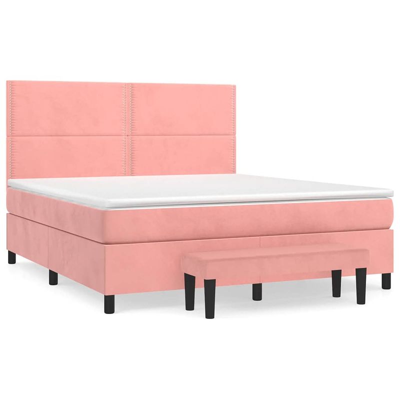 Foto van Vidaxl boxspring met matras fluweel roze 180x200 cm