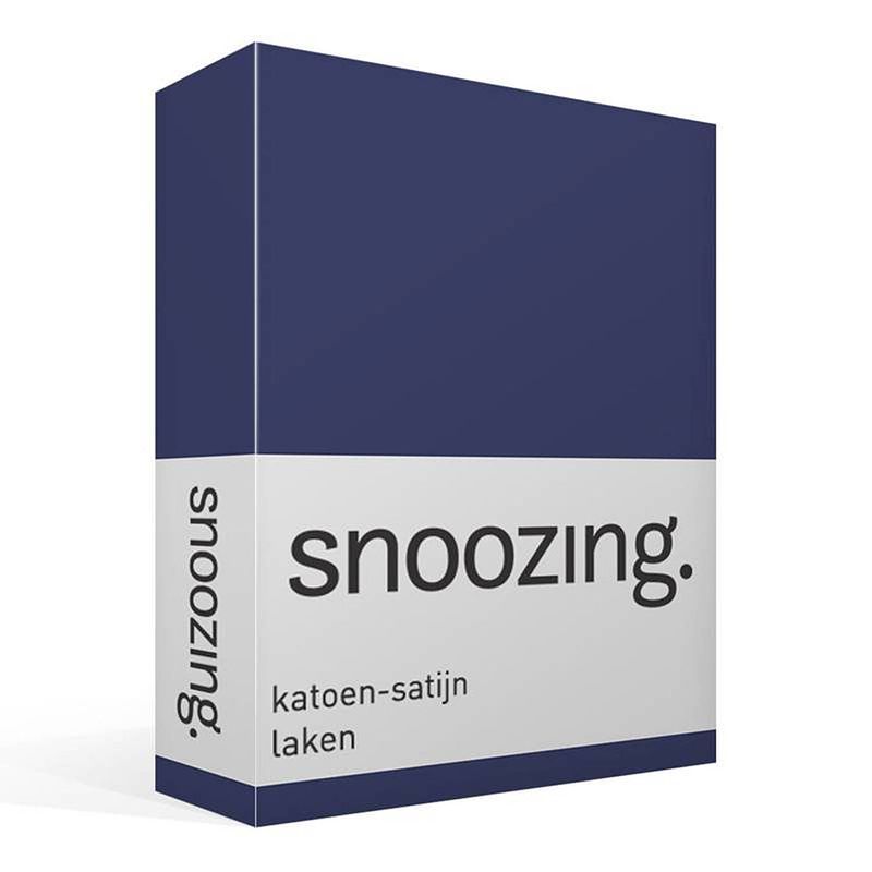 Foto van Snoozing - katoen-satijn - laken - eenpersoons - 150x260 - navy