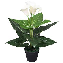 Foto van Vidaxl kunst calla lelie plant met pot 45 cm wit