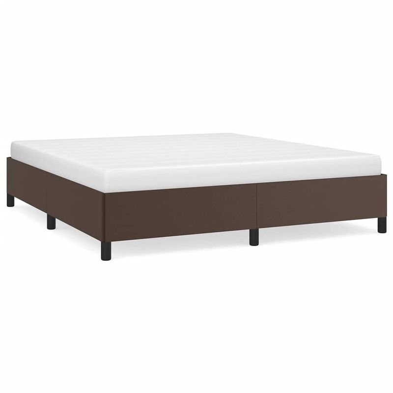 Foto van The living store bedframe bruin kunstleer - 203x183x35 cm - ondersteunende poten - multiplex lattenbodem