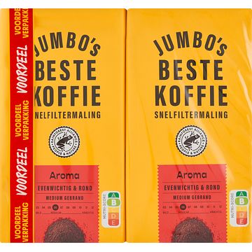 Foto van Jumbo'ss beste koffie snelfiltermaling aroma voordeelverpakking 2 x 500g