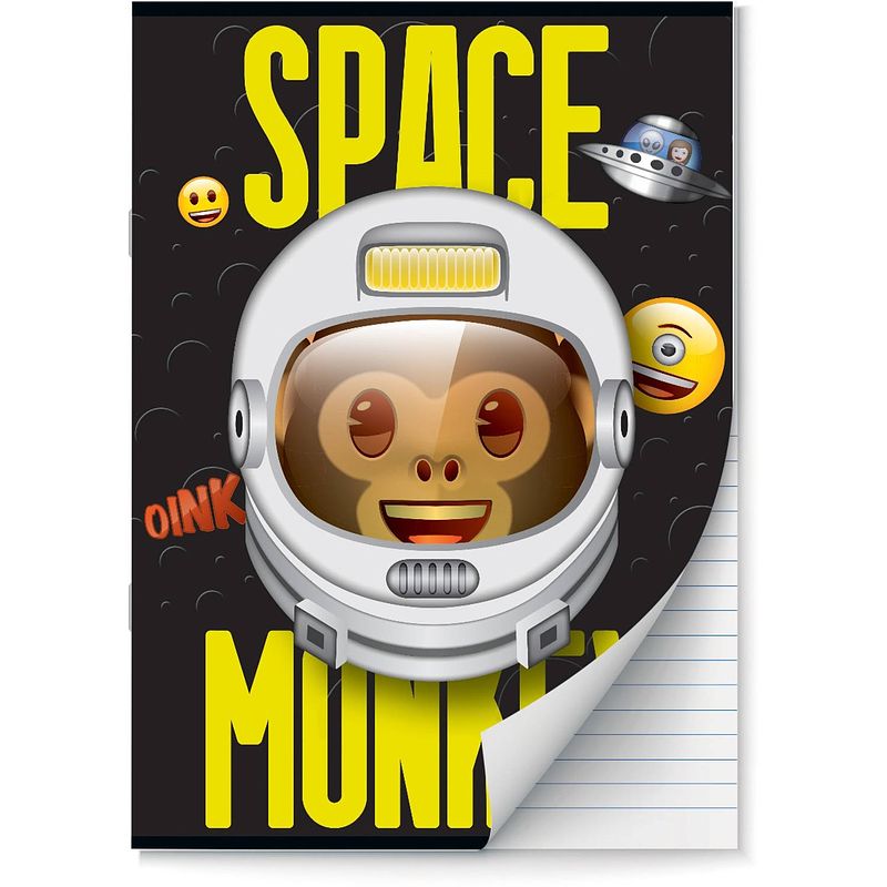 Foto van Emoji - space monkey schriften lijn a4 - 2 stuks