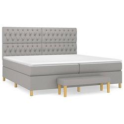 Foto van The living store boxspringbed - lichtgrijs - 203x200x118/128 cm - pocketvering matras - middelharde ondersteuning -