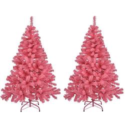 Foto van 2x stuks kunst kerstbomen/kunstbomen roze 120 cm - kunstkerstboom